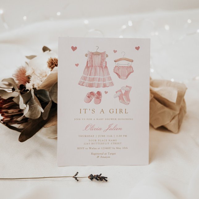 Moderne einfache Niedliche Boho Kleidung Girl Baby Einladung (Von Creator hochgeladen)