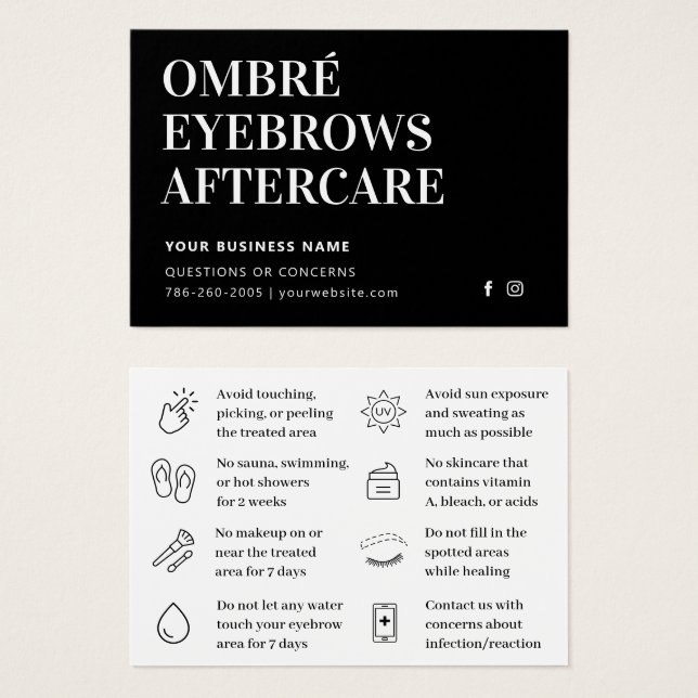 Moderne, einfache Ombre Pulver Brows Aftercare Rat (Vorne & Hinten)