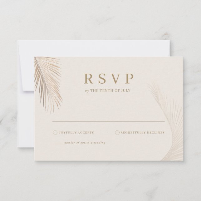 Moderne einfache Palm-Blätter RSVP-Karte RSVP Karte (Vorderseite)