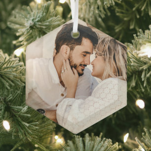 Moderne einfache personalisierte benutzerdefiniert ornament aus glas