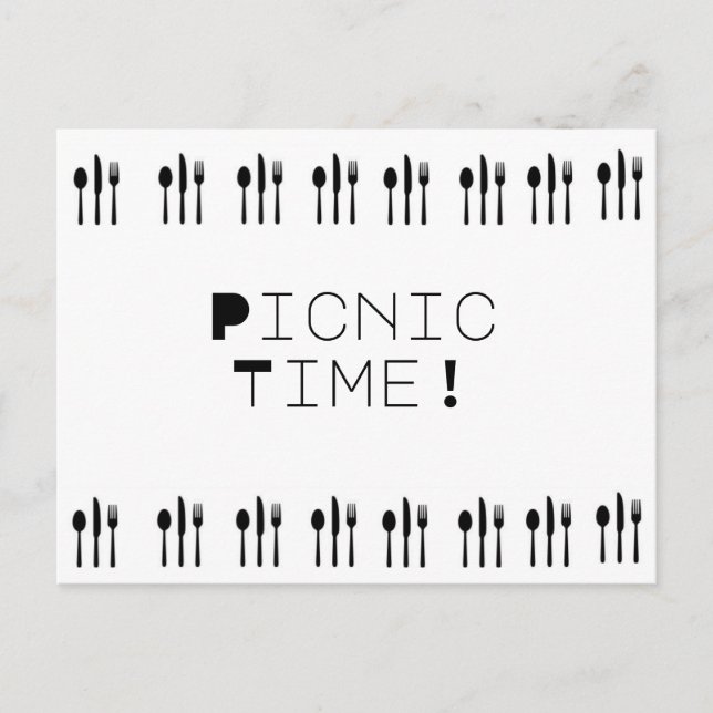 Moderne, einfache Picnic-Gabeln und Spoons Postkarte (Vorderseite)