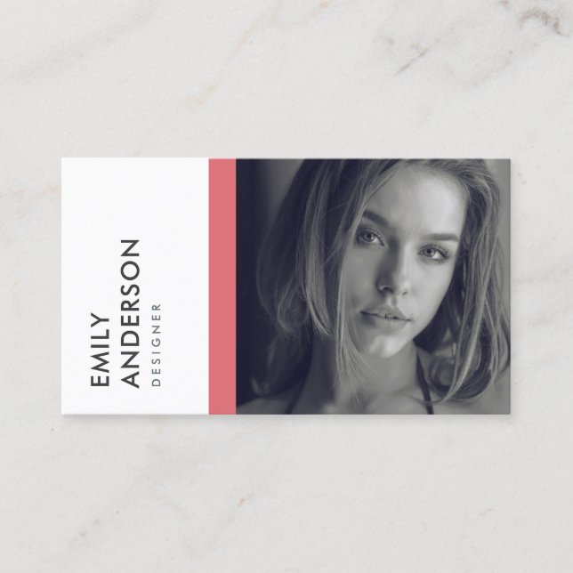 MODERNE EINFACHE PINK PERSONAL FOTO IDENTITY VISITENKARTE (Vorderseite)