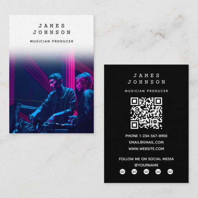 Moderne einfache Produzent Musician Fotografy Visitenkarte (Vorne/Hinten)