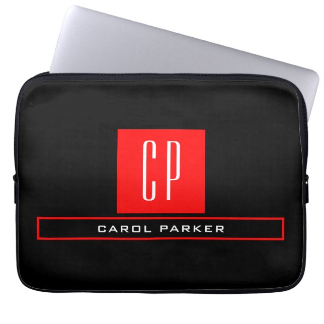 Moderne einfache professionelle Monogramm-Name Laptopschutzhülle (Vorderseite)