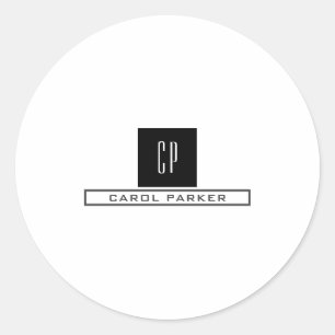 Moderne einfache professionelle Monogramm-Name Runder Aufkleber