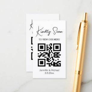 moderne einfache QR-Code-Hochzeitsmenü-Einschlussk Begleitkarte