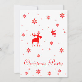 Moderne, einfache Red Moose Snowflakes Einladung