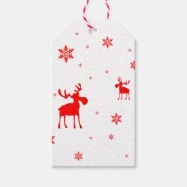 Moderne, einfache Red Moose Snowflakes Geschenkanhänger