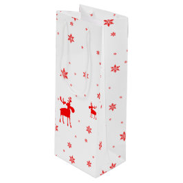 Moderne, einfache Red Moose Snowflakes Geschenktüte Für Weinflaschen