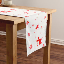 Moderne, einfache Red Moose Snowflakes Kurzer Tischläufer