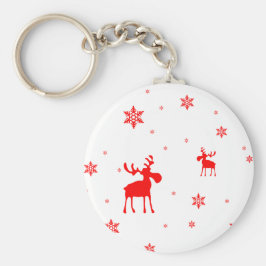 Moderne, einfache Red Moose Snowflakes Schlüsselanhänger