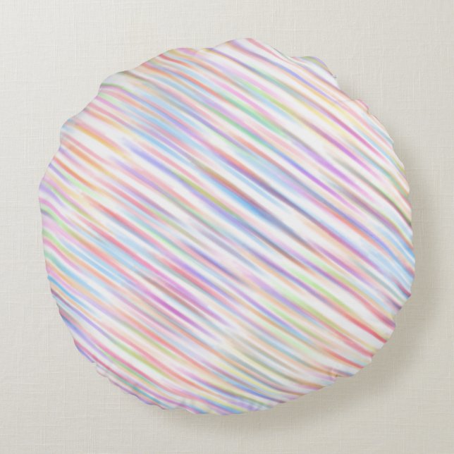Moderne einfache Regenbogenstreifen Muster Rundes Kissen (Rückseite)