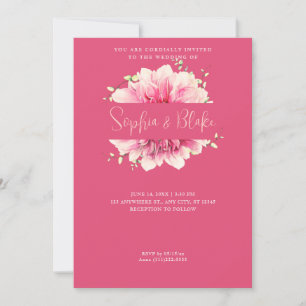 Moderne einfache rosa florale gerahmte Hochzeit Einladung