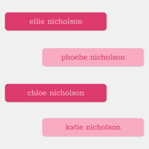 Moderne, einfache rosa, gürtelfeste Namensschilder Etiketten