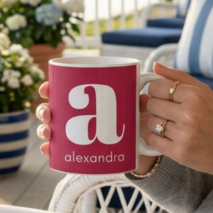 Moderne einfache rosa Monogramm Anfangsbuchstabe N Kaffeetasse