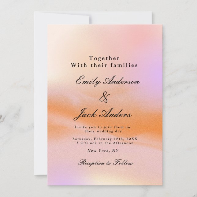 Moderne, einfache Rosa Orange Retro Hochzeitseinla Save The Date (Vorderseite)