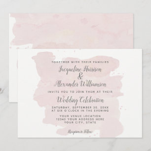 Moderne, einfache Rosa Pinselstriche Wasserfarben  Einladung