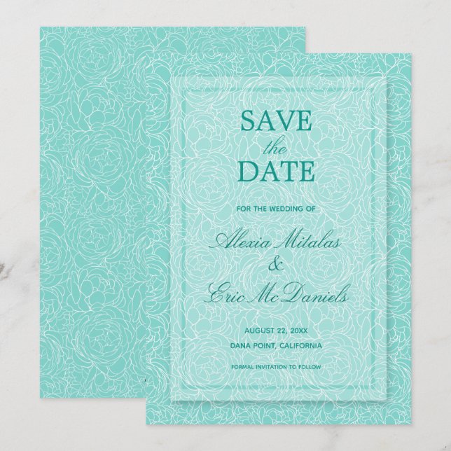 Moderne einfache Rose Blumenhochzeit Save The Date (Vorne/Hinten)