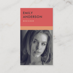 MODERNE EINFACHE ROTE PEACH PERSONAL FOTO IDENTITY VISITENKARTE