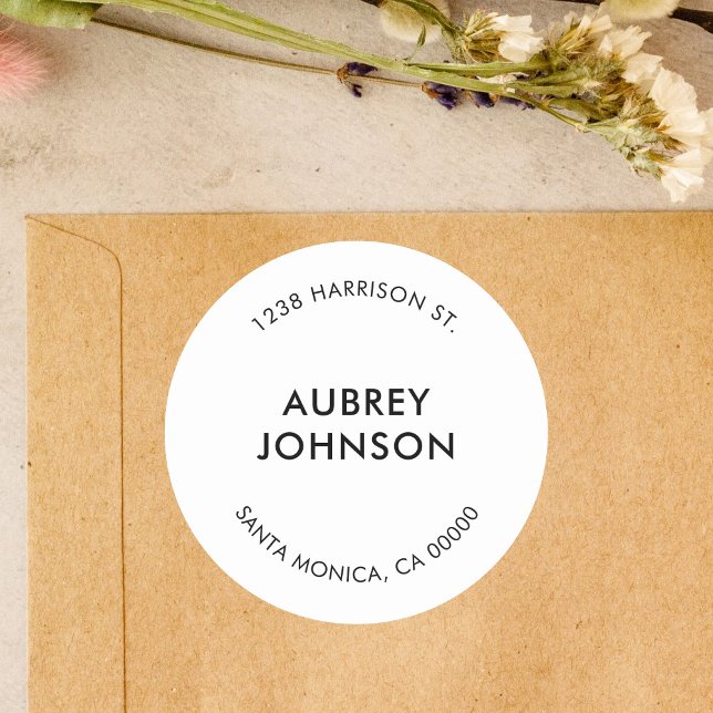 Moderne, einfache Rücksendeadresse Runder Aufkleber (Von Creator hochgeladen)