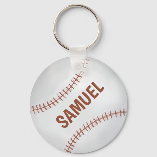 Moderne, einfache rustikale Baseball-Sportart Schlüsselanhänger (Vorderseite)