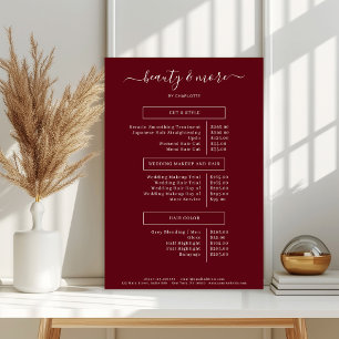 Moderne einfache Salon-Preisliste Poster