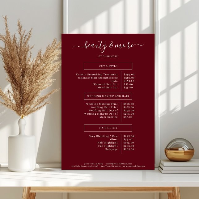 Moderne einfache Salon-Preisliste Poster (Von Creator hochgeladen)