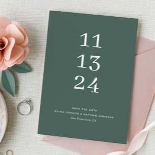 Moderne einfache saubere salbeigrüne minimalistisc save the date