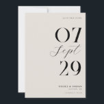 Moderne einfache, schicke Schwarz und Elfenbeinhoc Save The Date<br><div class="desc">Moderne Hochzeiten sichern die Dattelkarten mit elegantem Design und minimalistischem Stil in Schwarz und Elfenbeinfarbe.</div>