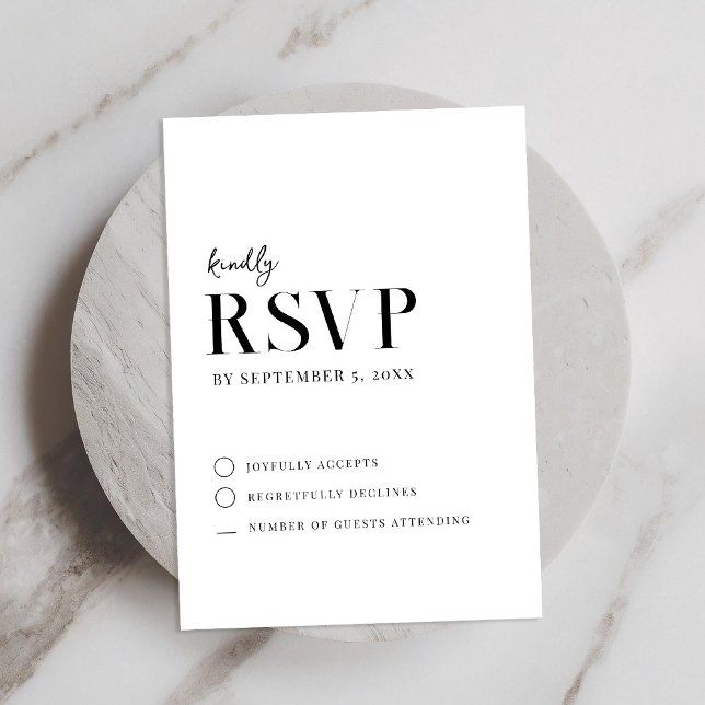 Moderne einfache, schicke Schwarz-Weiß-Hochzeit RSVP Karte (Von Creator hochgeladen)