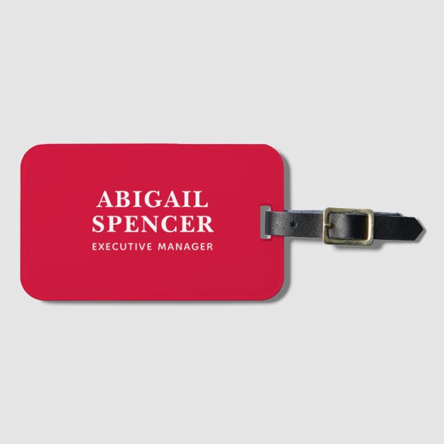 Moderne einfache Schlichte Kirschrote Professional Gepäckanhänger (Vorderseite (Horizontal))