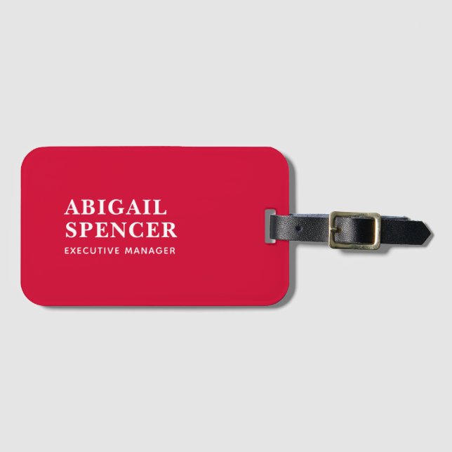 Moderne einfache Schlichte Kirschrote Professional Gepäckanhänger (Vorderseite (Horizontal))