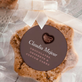 Moderne einfache Schokolade Brown Runder Aufkleber