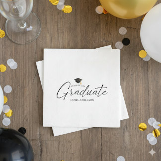 Moderne einfache Schriftart Abschlussfeier Serviette