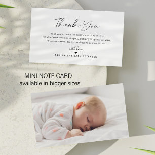 Moderne einfache Schriftart Foto-Baby-Shower-Danke Mitteilungskarte