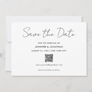 Moderne, einfache Schwarz-Weiß-Handschrift Save The Date