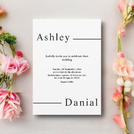 Moderne, einfache Schwarz-Weiß-Hochzeit Einladung