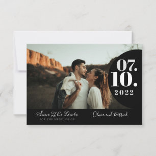 Moderne einfache Schwarz-Weiß-Hochzeit Fotos Save The Date