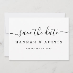 Moderne, einfache Schwarz-Weiß-Hochzeit Save The Date