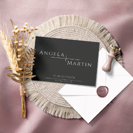 Moderne, einfache Schwarze Elfenbeinhochzeit Einladung