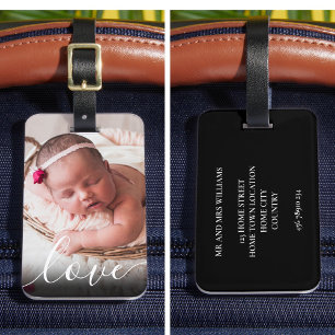 Moderne einfache Skript-Liebes-Baby-Foto Gepäckanhänger