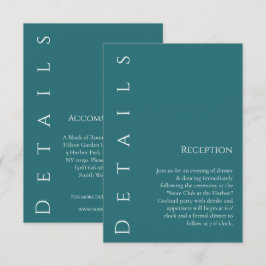 Moderne, einfache Smaragdgrüne Hochzeitdetails- Begleitkarte