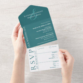 Moderne einfache Smarald Green Wedding- All In One Einladung