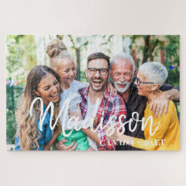 Moderne einfache spielerische Skriptfamilienfoto