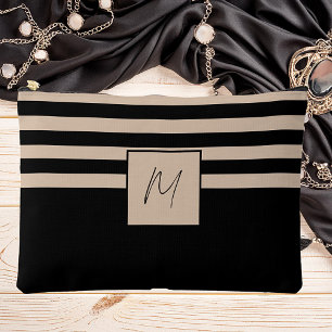 Moderne einfache Streifen-Monogramm Zubehörtasche