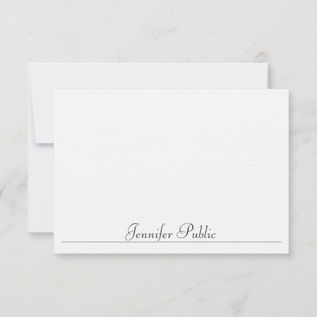 Moderne einfache Template Typografie Linen kundens Mitteilungskarte (Vorderseite)