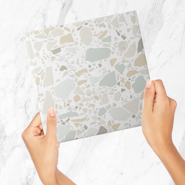 Moderne, einfache Terrazzo Fliese (modern minimalist white terrazzo tile)