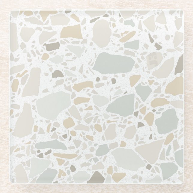 Moderne, einfache Terrazzo Glasuntersetzer (Vorderseite)