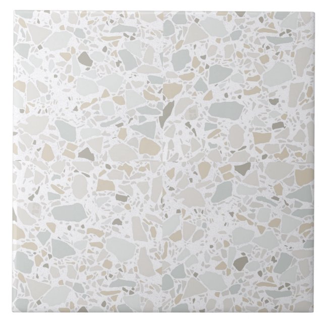 Moderne einfache Terrazzo-Weißfliese Fliese (Vorderseite)