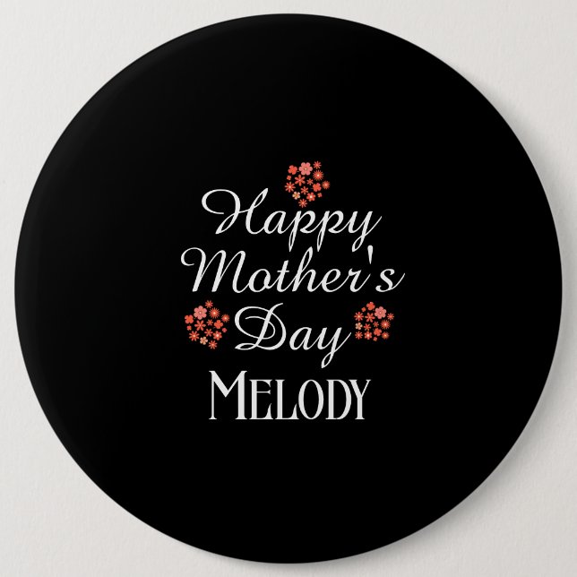 moderne einfache Text glücklich Mutter Tag pfirsic Button (Vorderseite)